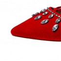 Women's Shoes Velvet Flat Heel Mary/ Pointed Toe Flats Party & Evening / Dress / Casual Black / Blue / Red