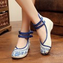 Women's Shoes Canvas Spring / Summer / Fall Mary Jane / Comfort Flats Casual Flat Heel Buckle / Flower Blue / Green