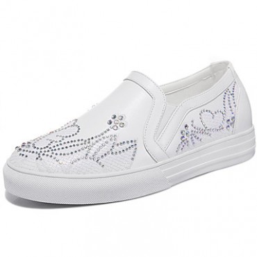 Women's Shoes Synthetic Spring / Fall / Winter Moccasin Totes Athletic / Casual Flat Heel Glitter Silver / White