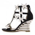 Women's Shoes Leatherette Wedge HeelOpen Toe Sandals Dress Black / White