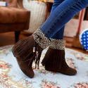 Women's Spring / Fall / Winter Round Toe Leatherette Casual Flat Heel Tassel Black / Brown / Yellow / Pink