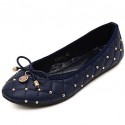 Women's Spring / Summer / Fall Round Toe Leatherette Casual / Dress Flat Heel Bowknot / Rivet Black / Blue / Beige