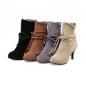 Women's Shoes Stiletto Heel Fashion Boots / Round Toe Boots Dress Black / Brown / Gray / Beige