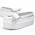 Women's Flats Spring/Summer/Fall/Winter Creepers Nappa Leather Office & Career /Casual Platform Tassel White Sneaker