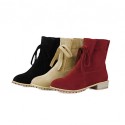 Women's Shoes Fleece Chunky Heel Fashion Boots/Round Toe Boots Dress/Casual Black/Red/Beige