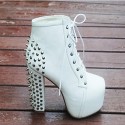 Women's Spring / Summer / Fall / Winter Heels / Closed Toe / Fashion Boots Leatherette Party & Evening / Dress Chunky HeelRivet / Lace-up