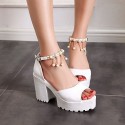 Women's Shoes Leatherette Chunky Heel Peep Toe Sandals Wedding / Office & Career / Party & Evening Blue / Pink / White