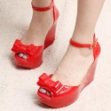 Women's Sandals Summer Slingback Rubber Casual Wedge Heel Bowknot